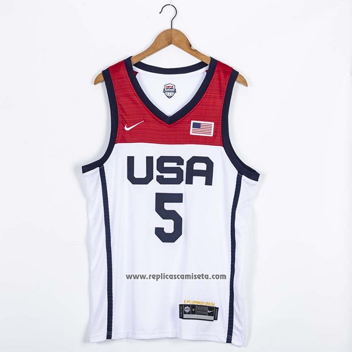 Camiseta USA 2021 Zach LaVine #5 Blanco